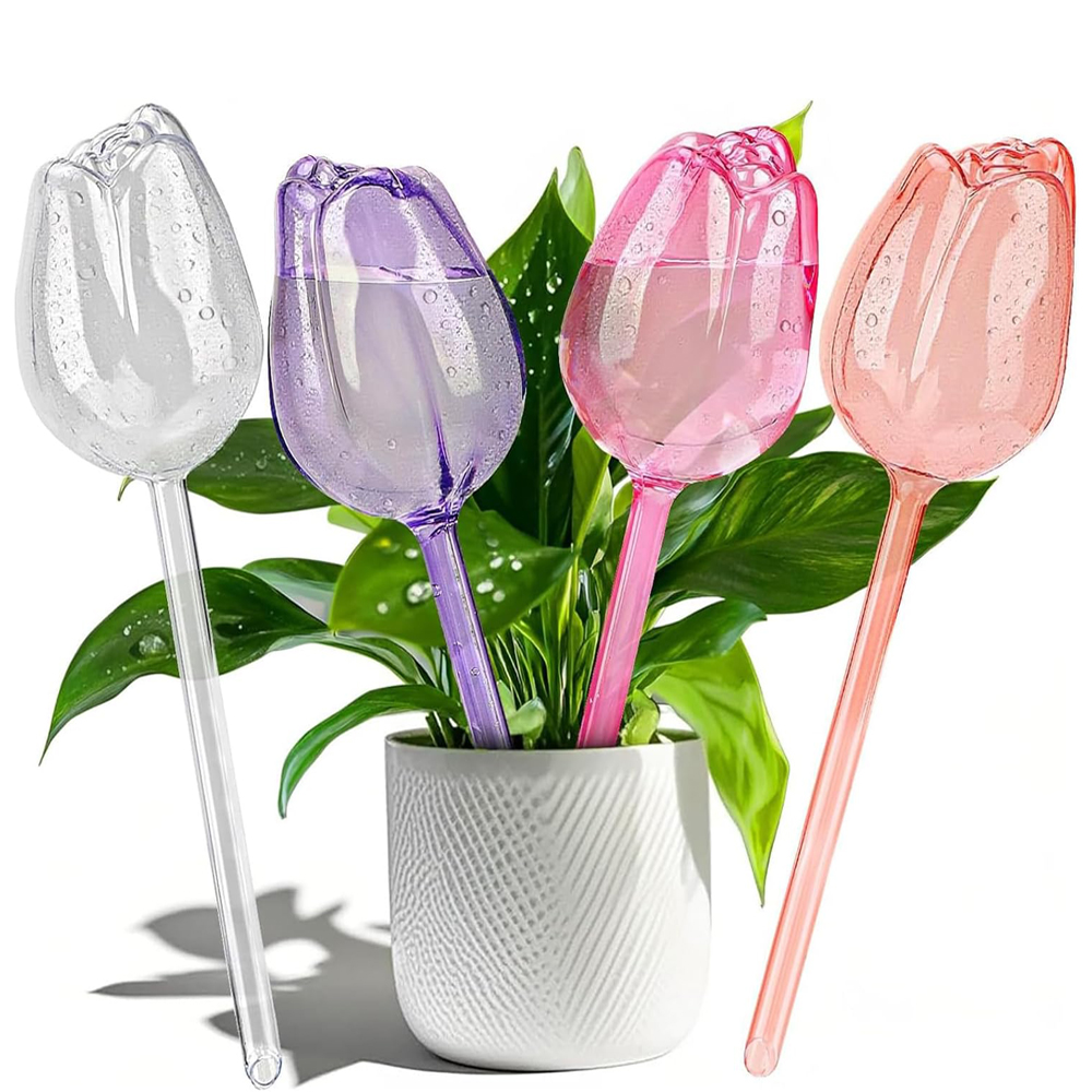 Self Watering Insert - 2/4個入り チューリップ型自動給水プランター、自動給水プランターインサート、屋内外用自動植物給水装置