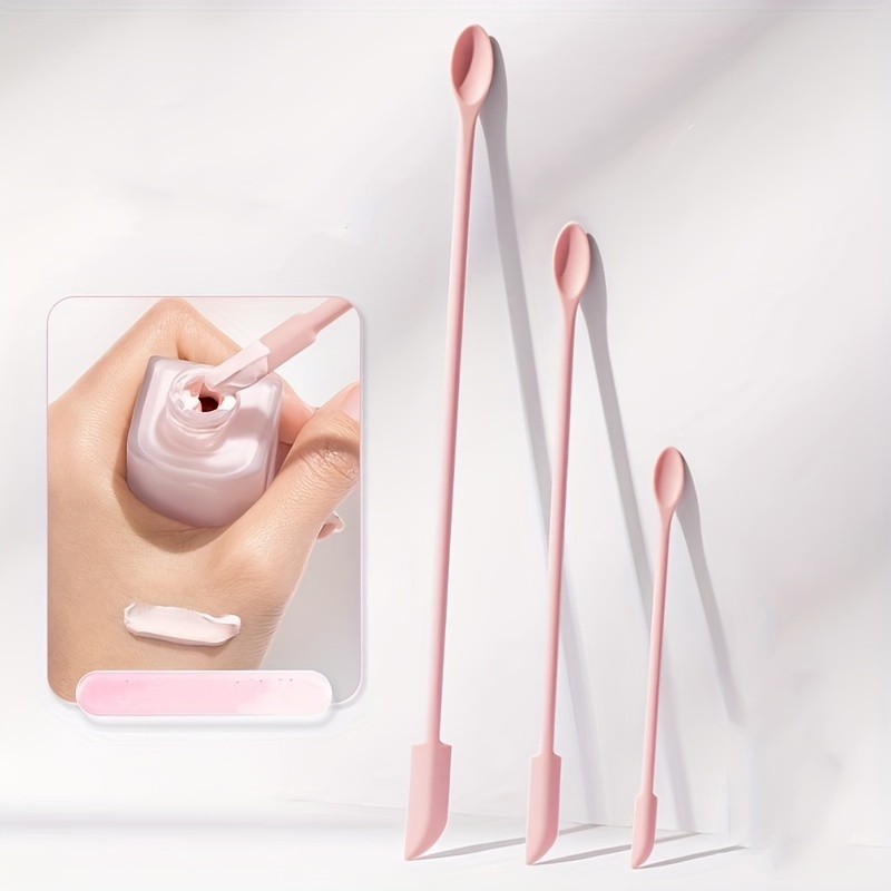 Misting Bottle Fine - 化粧品用シリコン両端スプーン3本：無臭、ボトルの残留物除去に最適