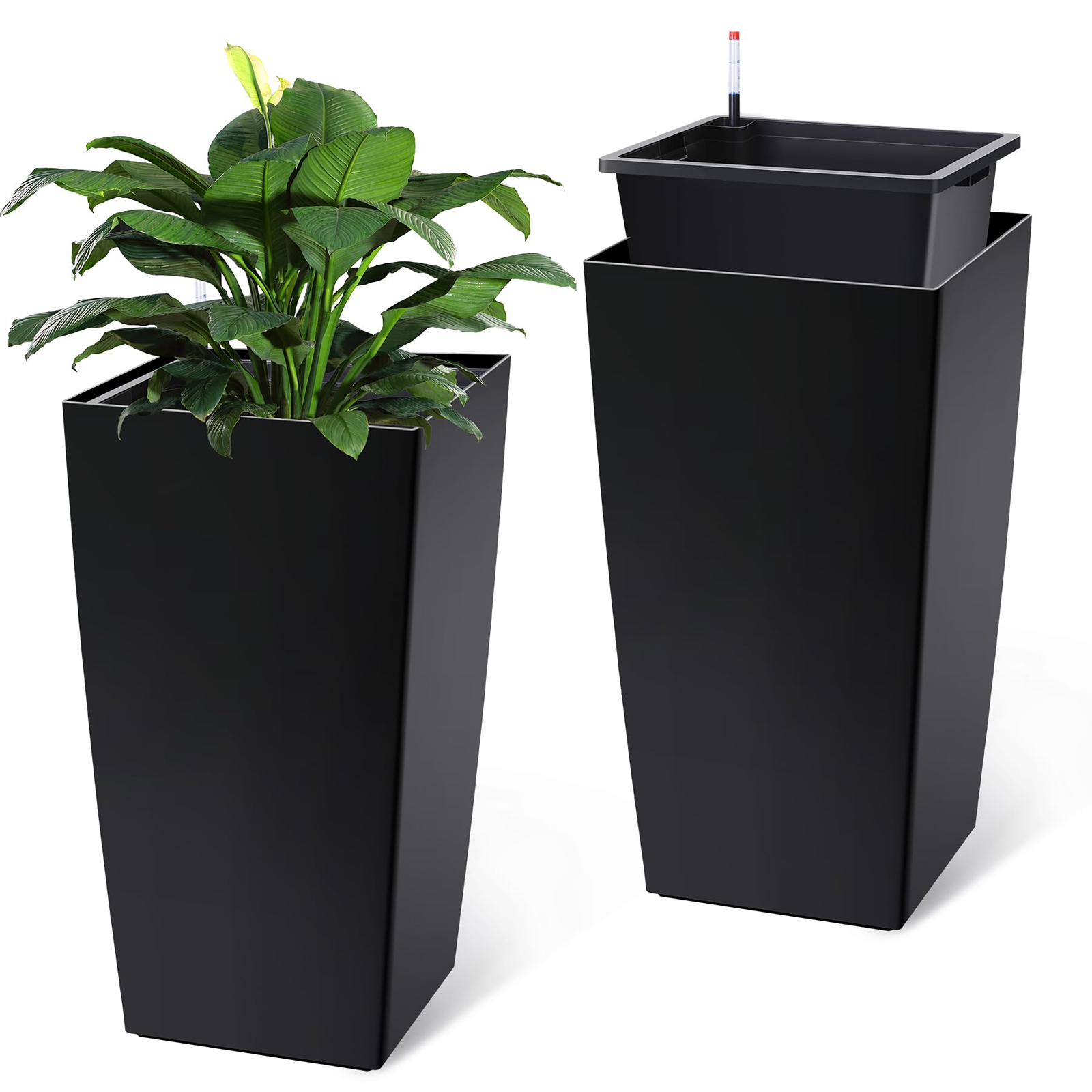 屋内外兼用30インチ高さプランター2個セット、自動給水機能付 - Self Watering Insert のレビューと価格