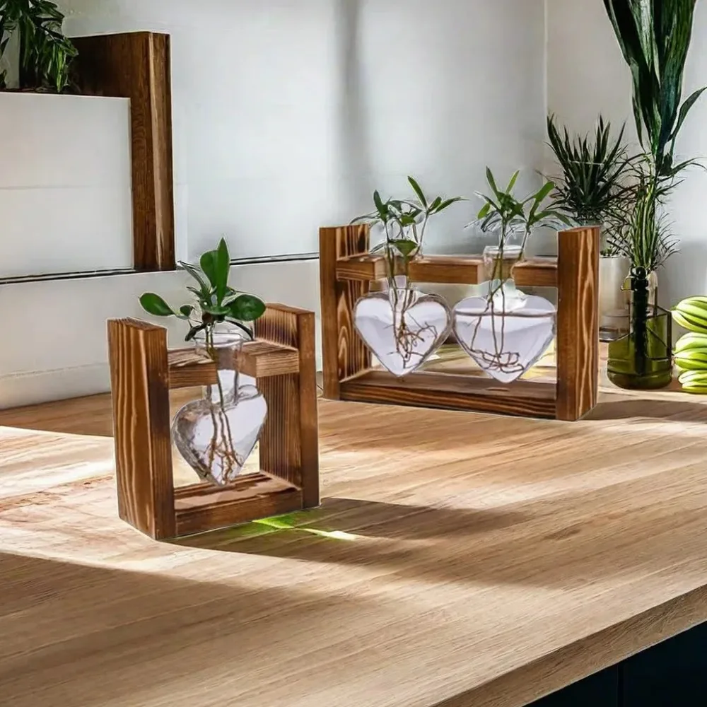 卓上ガラスプランター繁殖ステーション水耕植物花瓶木製トレイ付 - Propagation Station Vase のレビューと価格