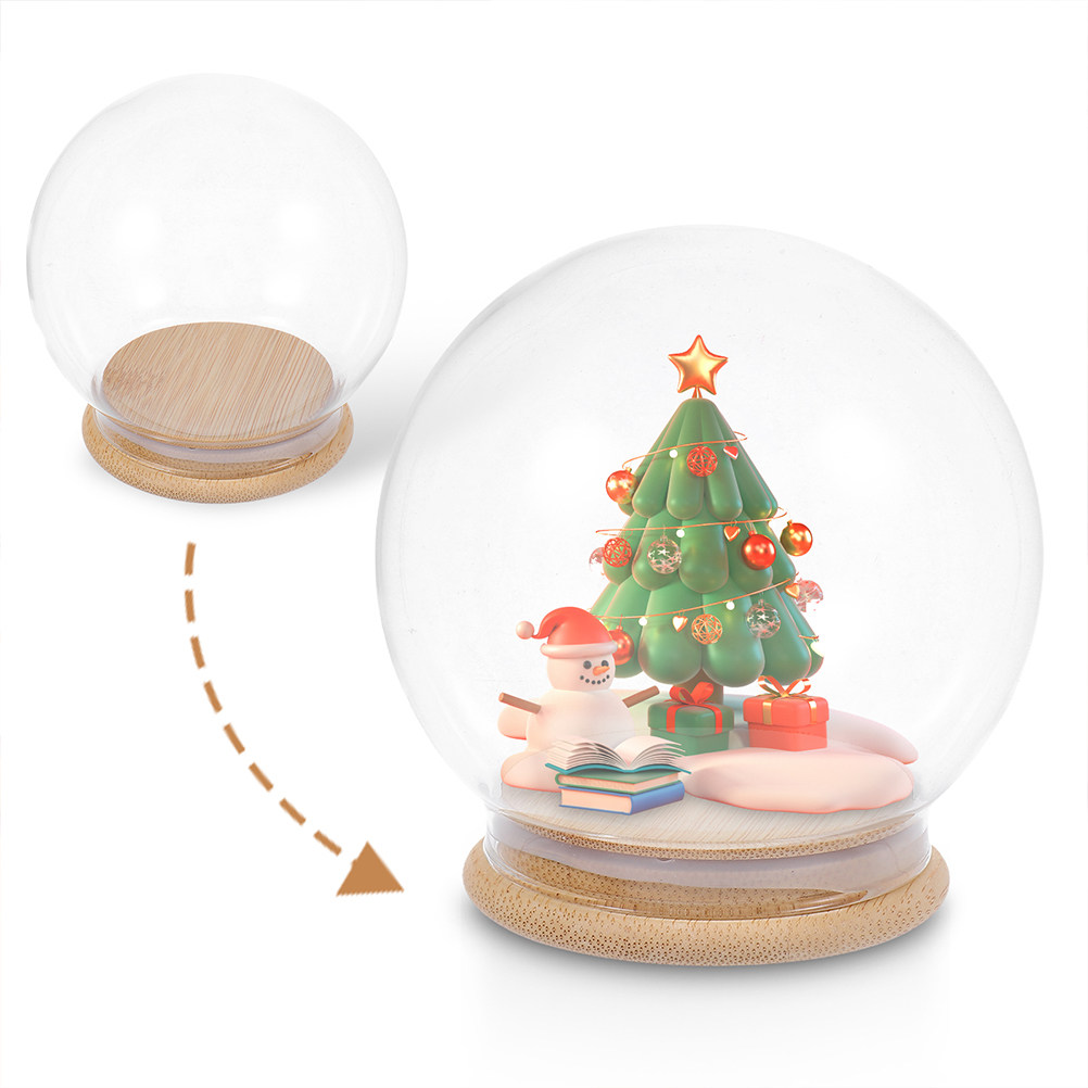 透明ガラスドーム型防塵ディスプレイ球体13cm木製ベース付き - Plastic Dome Clear のレビューと価格