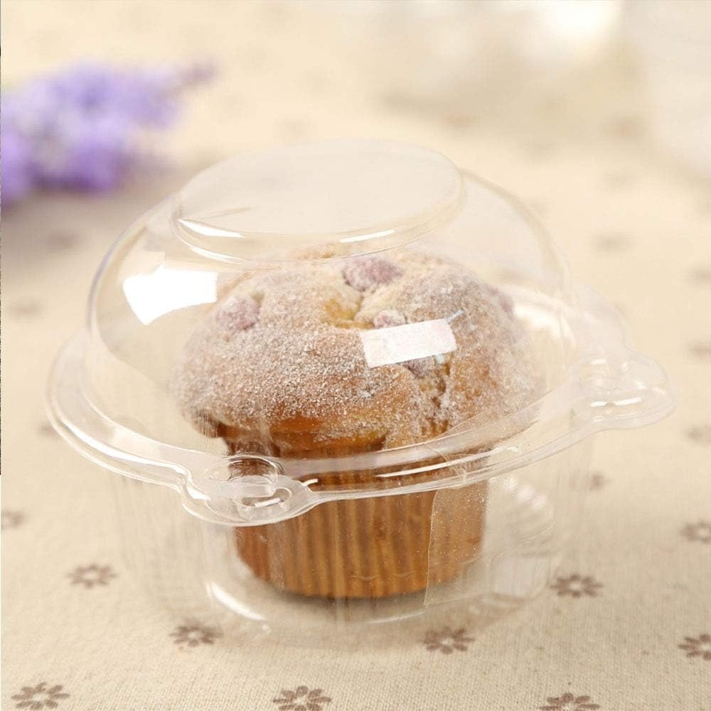 カップケーキホルダー 個別包装、50個入り カップケーキ容器 - Plastic Dome Clear のレビューと価格