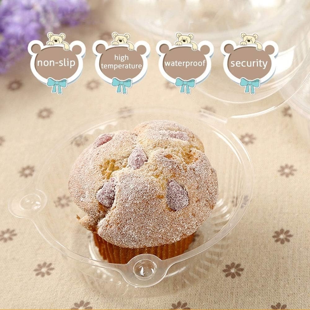 カップケーキホルダー 個別包装、50個入り カップケーキ容器 - Plastic Dome Clear のレビューと価格