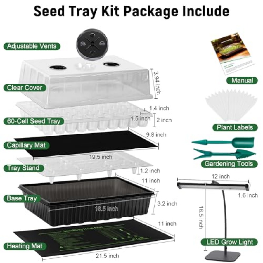 60セル自動給水式種子スターターキット（育成ライトとヒートマ - Humidity Dome Kit のレビューと価格