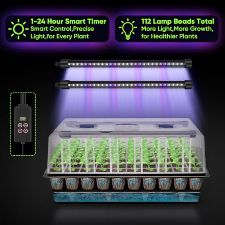 120セル自動給水式種子スタータートレイ（育成ライト、1～2 - Humidity Dome Kit のレビューと価格