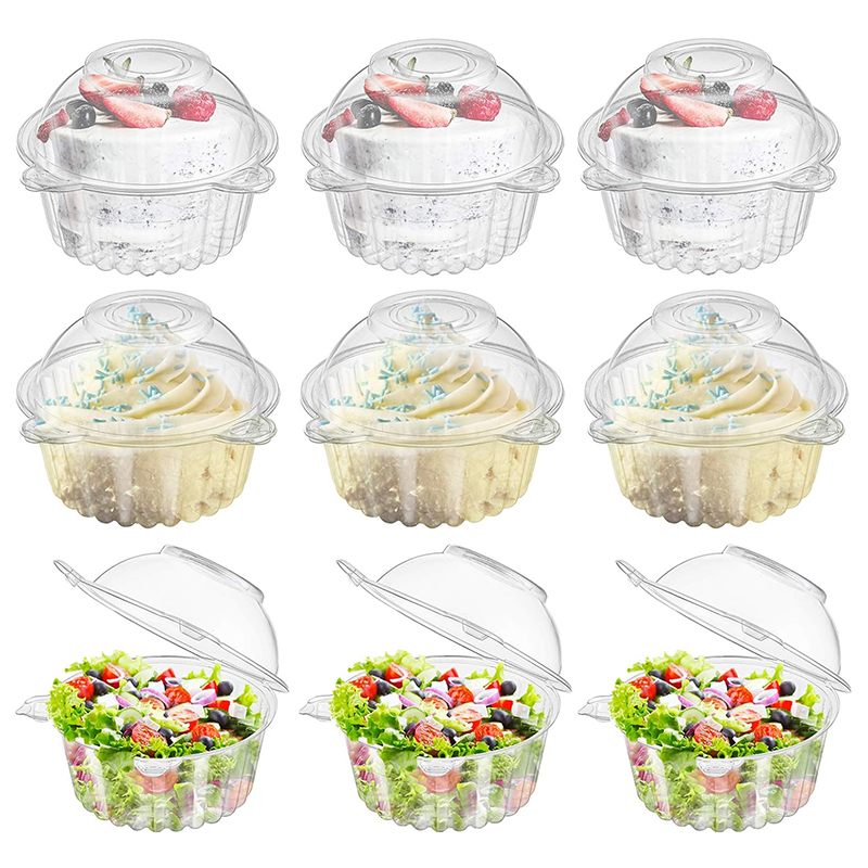 10 個カップケーキ包装箱厚いクリアデザートマフィンホルダー - Plastic Dome Clear のレビューと価格