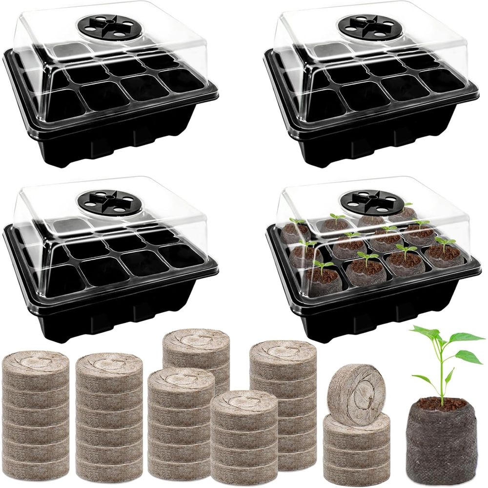 4パックの種まきトレイ（50個のピートペレット付き）、48セ - Peat Pellet Tray のレビューと価格