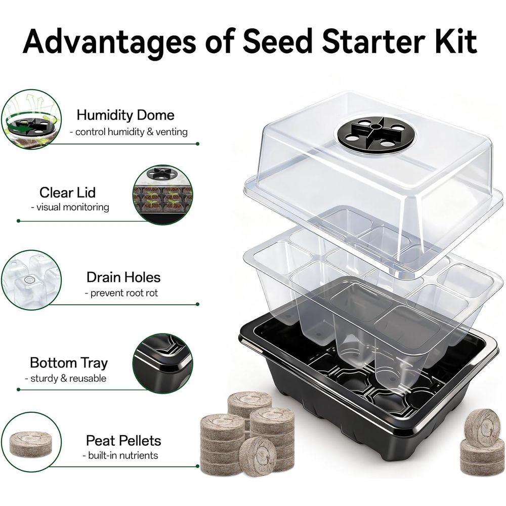 4パックの種まきトレイ（50個のピートペレット付き）、48セ - Peat Pellet Tray のレビューと価格