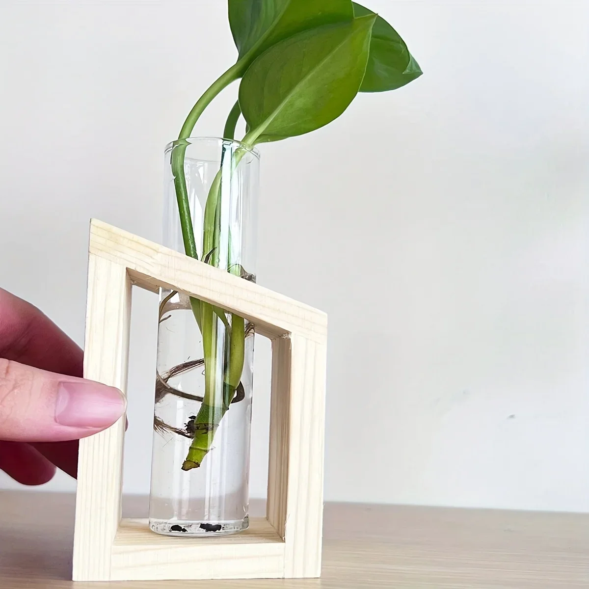 試験管ガラス花瓶 植物繁殖ステーション 水耕栽培花瓶 木製ス - Propagation Station Vase のレビューと価格