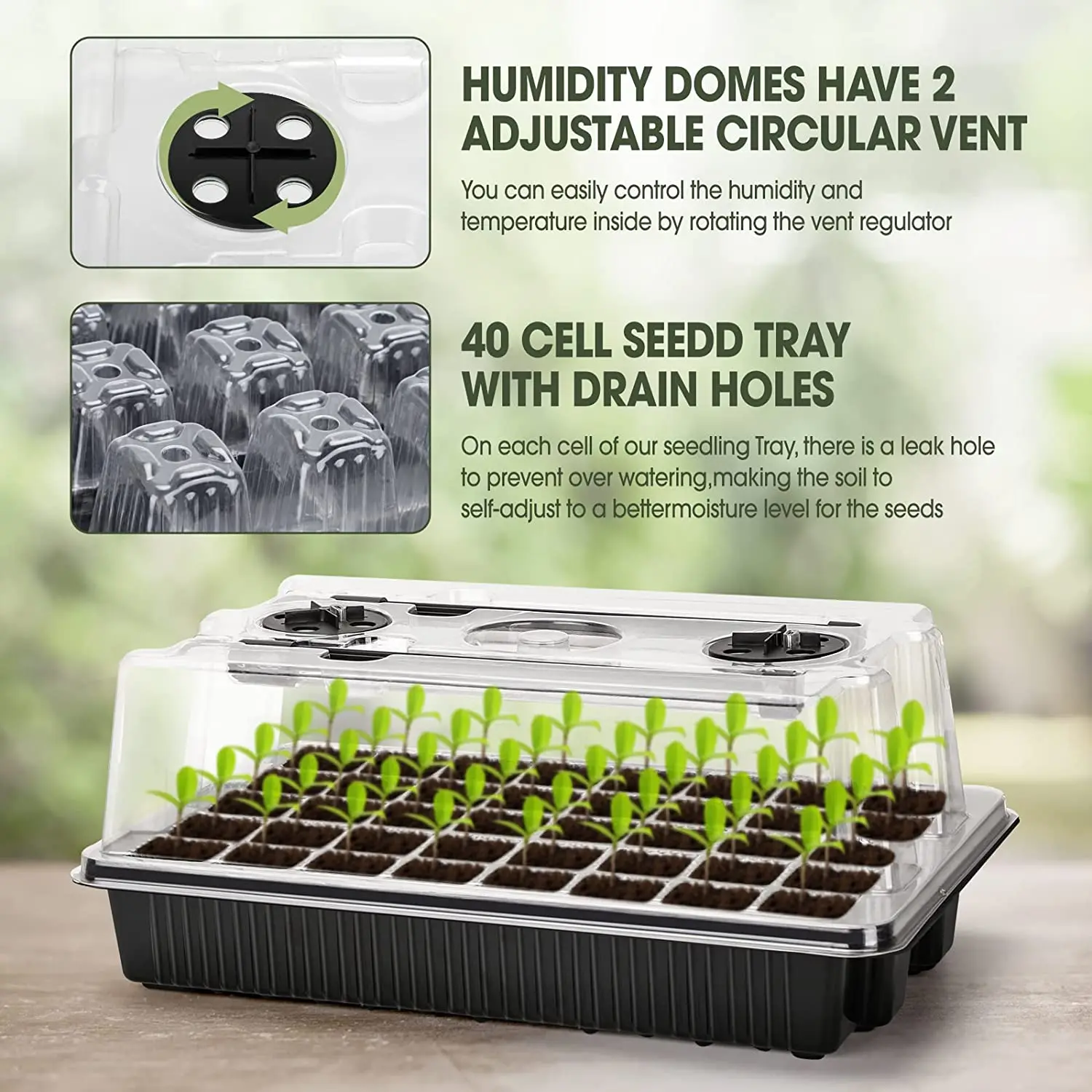 1セット、2つの長いストリップ型育成ライト付き種子スターター - Humidity Dome Kit のレビューと価格