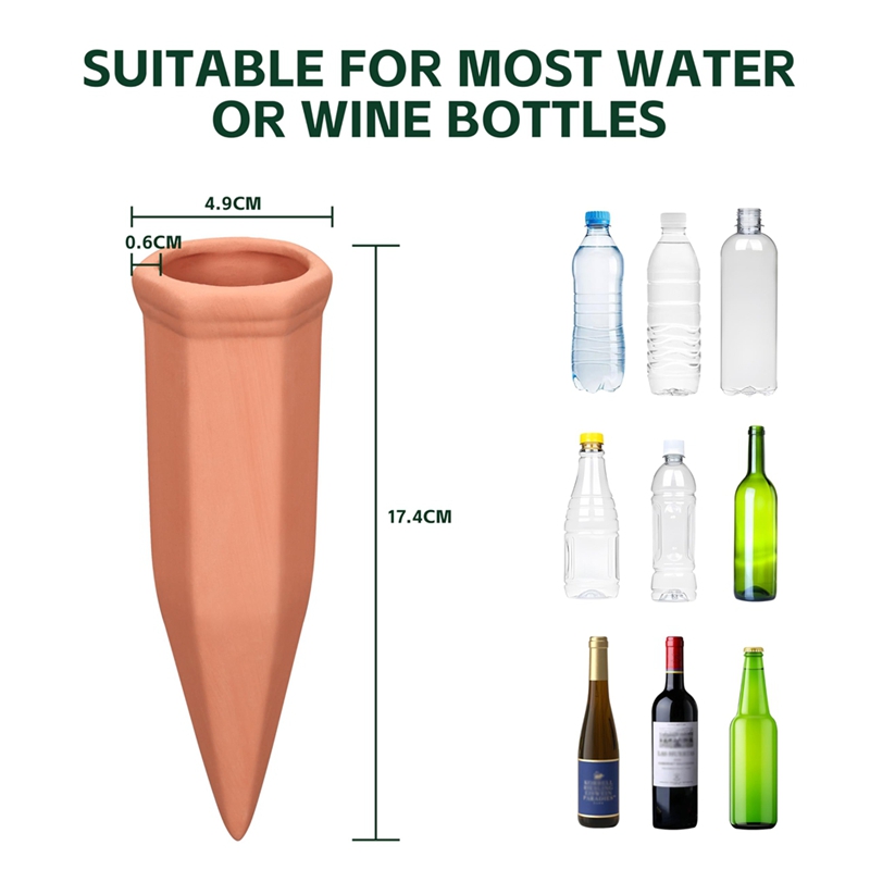 テラコッタ製給水スパイク、ワインボトル型給水ステーク、屋内外 - Self Watering Insert のレビューと価格
